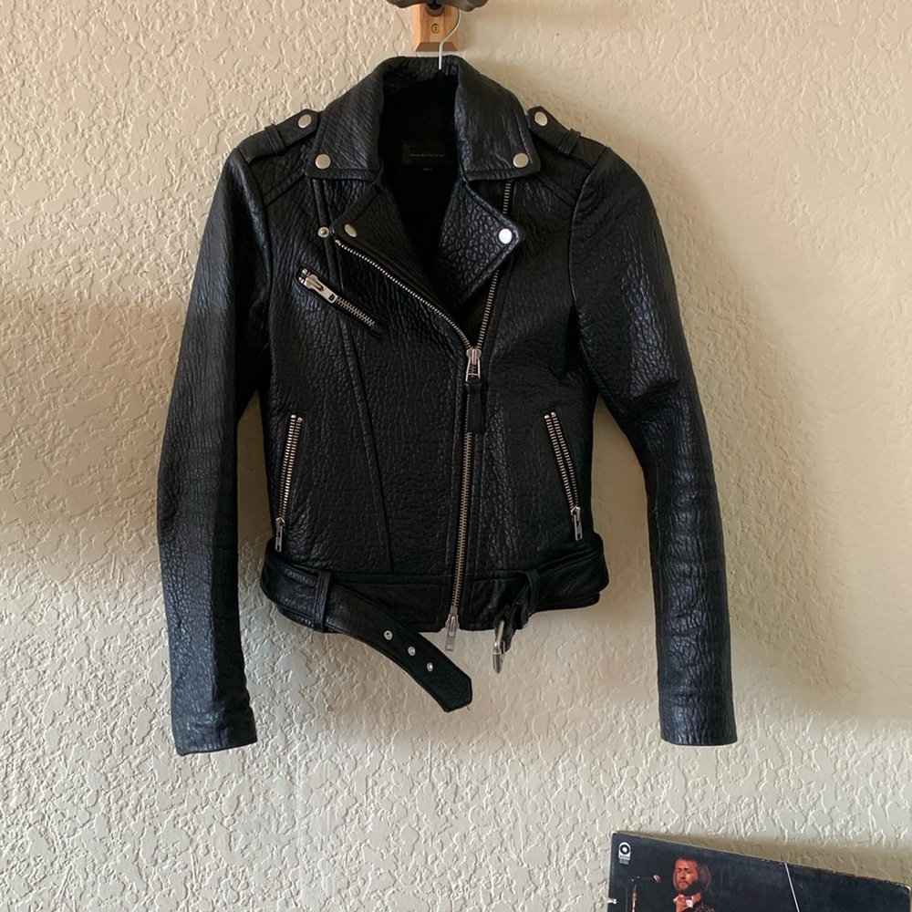 Mackage For Aritzia pebbled leather biker jacket. EUC.
